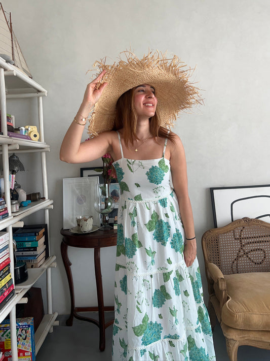 HYDRANGEA DAYS TUSCAN SUMMER LONG DRESS