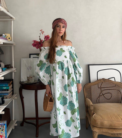 Hydrangea Days Off Shoulder Dress