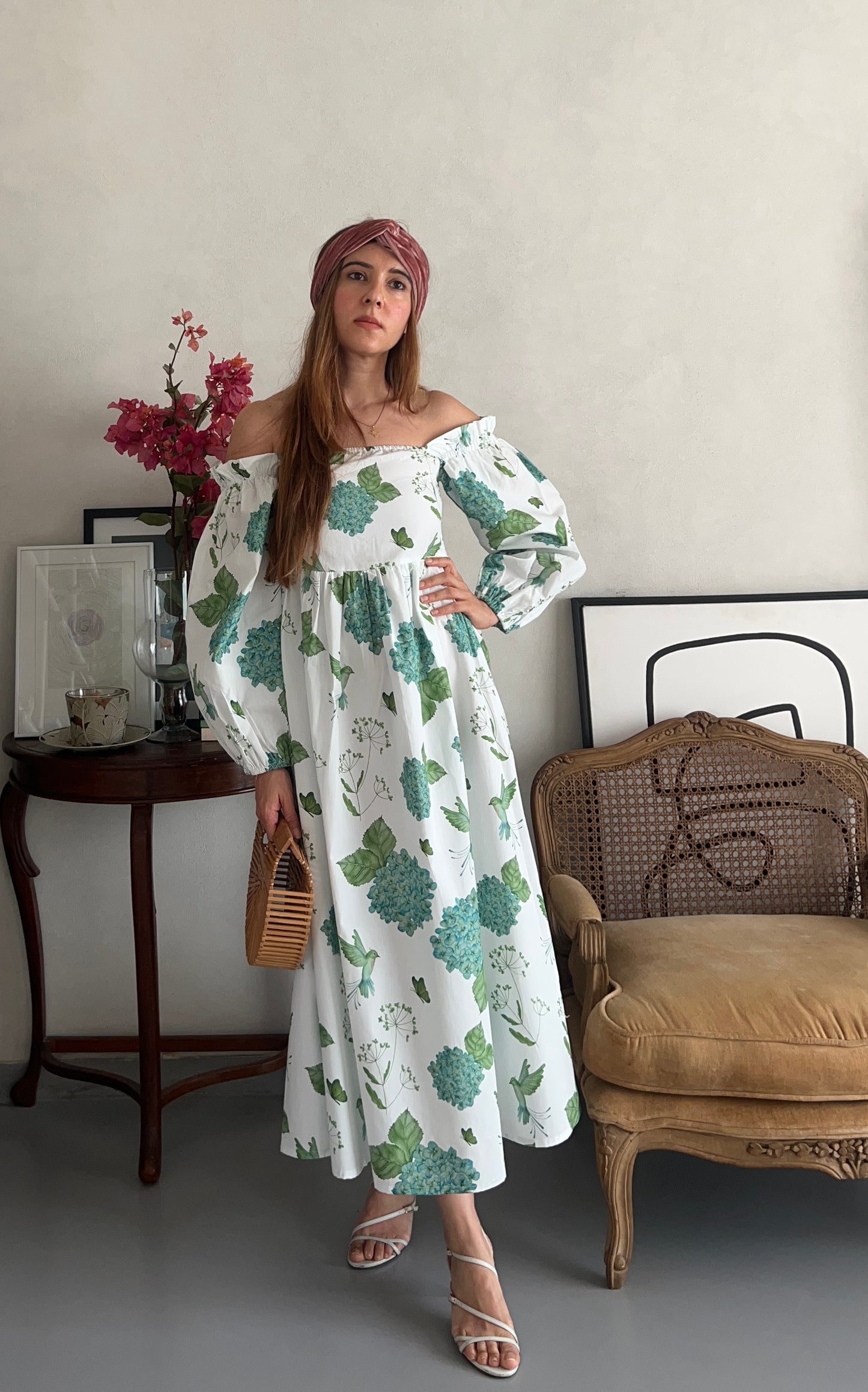 Hydrangea Days Off Shoulder Dress